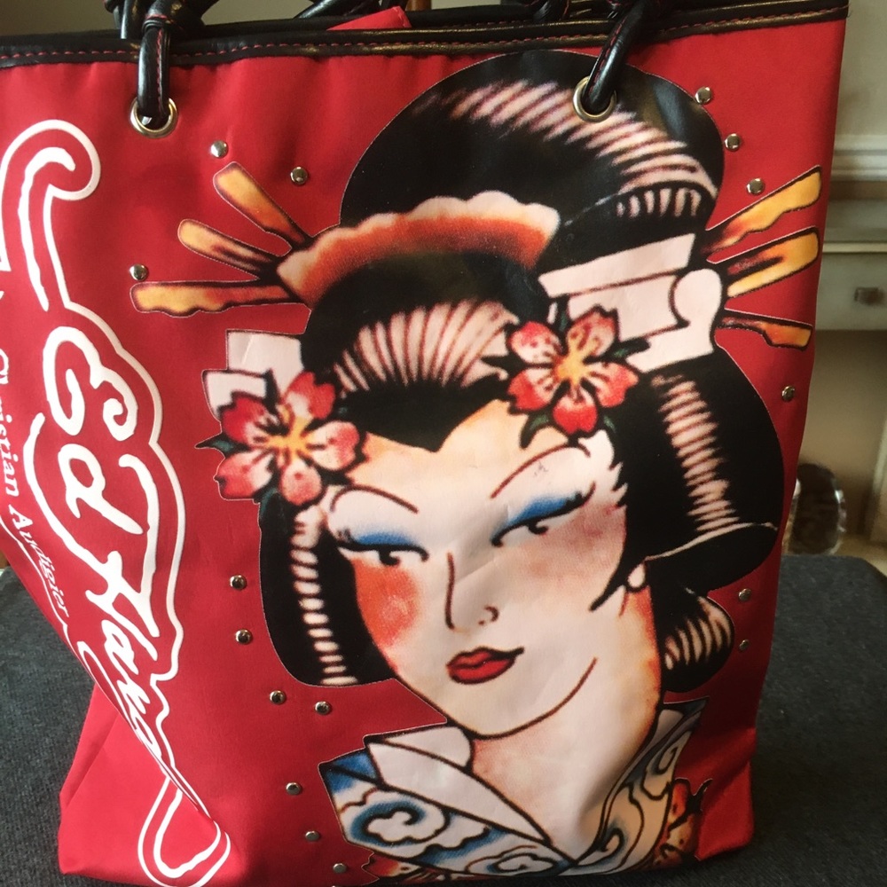 Ed Hardy bag by Christian Audigier Geisha Print